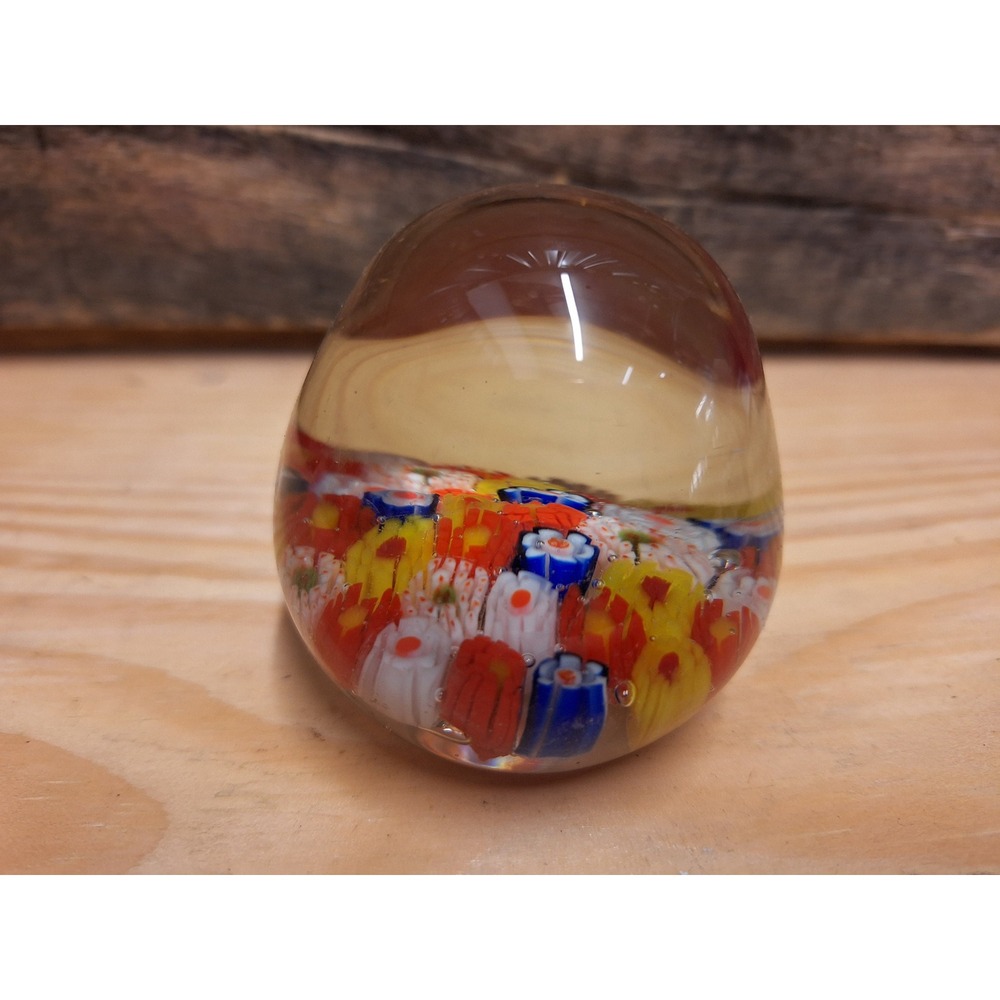 Vintage MCM Millefiori Murano Heavy Unmarked Paperweight Colorful